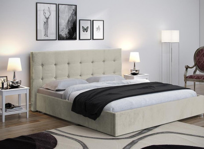 Beige 160x200 Bett Schlafzimmer Betten Textil Leder Hotel Luxus Polster Big Neu