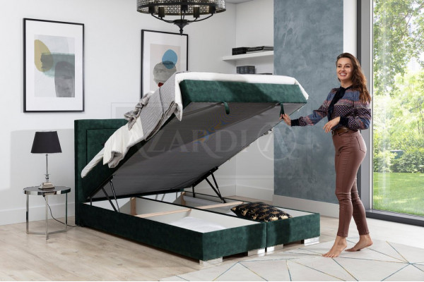 Himmplisches Boxspringbett Doppeltes Bett mit Matratze und Topper Grünes Betten