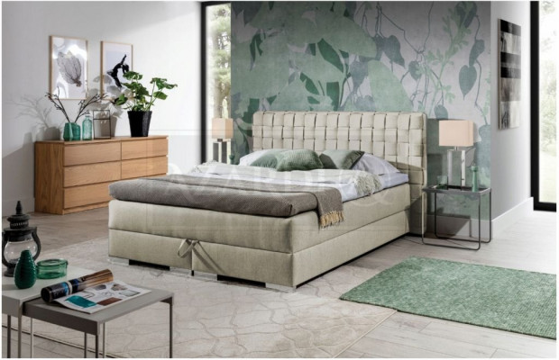 Bett Design Luxus Hotel Betten 200x200cm Boxspringbett Textil Grau 200x200cm neu