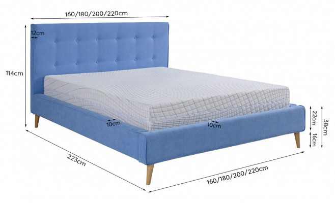 Chesterfield Samt Velvet Doppel Design Bett Luxus Design Betten Doppel Blau Neu