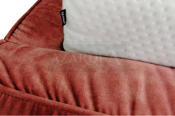 Moderne Betten Holz Leder 180x200cm Polster Ehe Design Leder Hotel Bett Rosa Neu