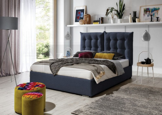 Blaues Polster Bett Moderne Bettgestelle Möbel Luxus Hotel Betten Schlafzimmer