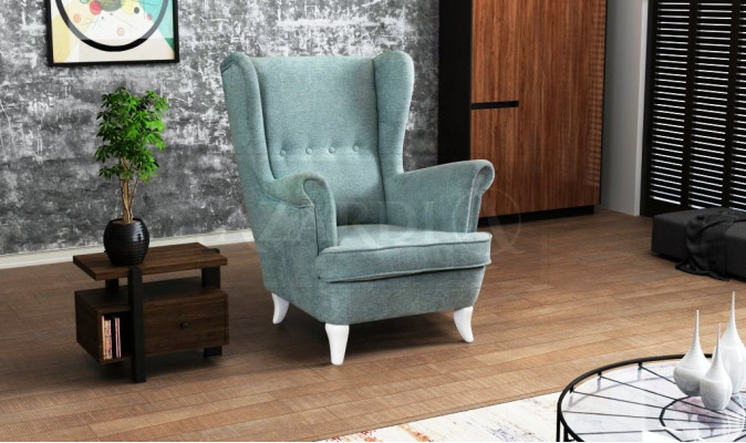 Ohrensessel Sessel Fernseh Design Polster Sofa Couch Chesterfield Textil Möbel