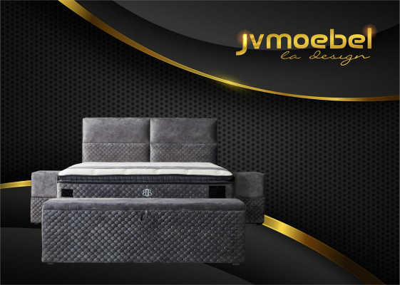 Modernes Designer Luxury Bett mit 2 Nachttischen und Sitzbank Möbel Zimmer 4tlg