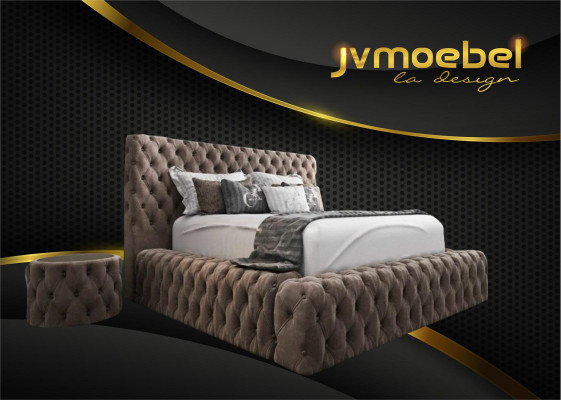 Bett 2x Nachttisch 3 tlg. Schlafzimmer Set Design Möbel Modern Luxus Betten Neu