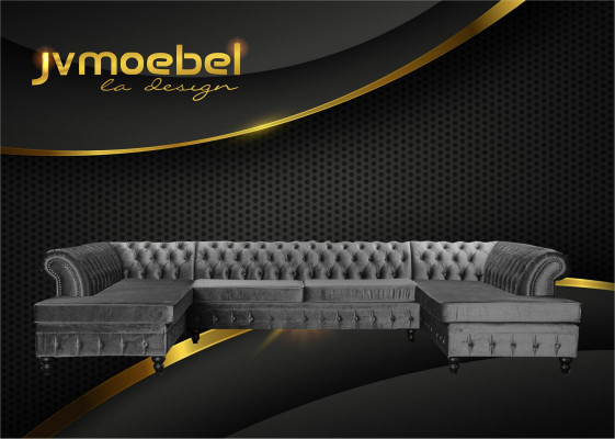 Chesterfield Wohnzimmer Couch Wohnlandschaft xxl Sofa Couchen Polster Ecke Samt