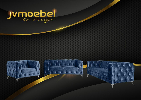 Sofagarnitur 321 Sitzer Textil Couch Chesterfield Wohnlandschaft Garnitur Design