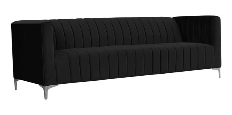 Stoff Wohnzimmer Design Couchen Polster Sofa Sofas Schwarze Dreisitzer Schwarz