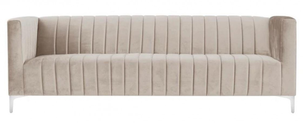 Beige Dreisitzer Stoff Wohnzimmer Design Couchen Polster Sofa Sofas Textil Couch