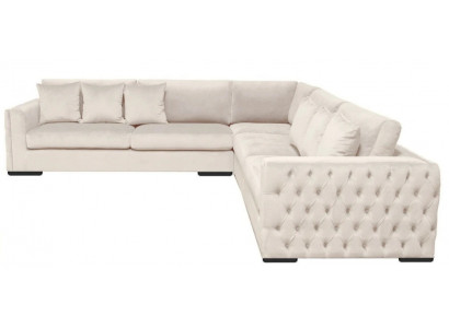 Ecksofa Beige Wohnzimmer Couch Eckgarnitur Polster Samt Möbel Design Stoff Neu
