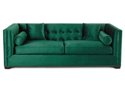 Chesterfield Grün Stoff Wohnzimmer Couchen Polster Sofa Sofas Couch Dreisitzer