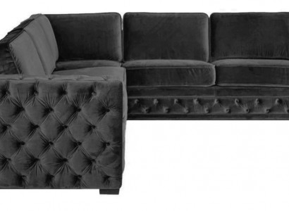 Taupe Grau Ecksofa Chesterfield Samt Möbel Neu Wohnzimmer Modern Design Sofa