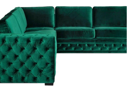 Grüne Ecksofa Chesterfield Wohnzimmer Modern Design Sofa Möbel Samt Eckgarnitur
