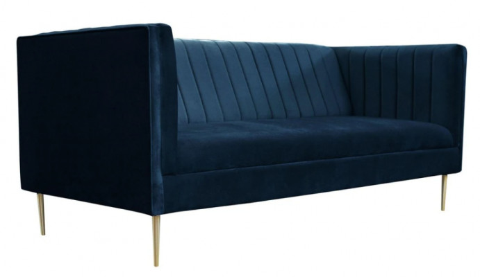 Zweisitzer Sofa Sofas Textil Navy Blau Stoff Wohnzimmer Design Couchen Polster