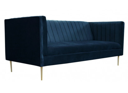 Zweisitzer Sofa Sofas Textil Navy Blau Stoff Wohnzimmer Design Couchen Polster