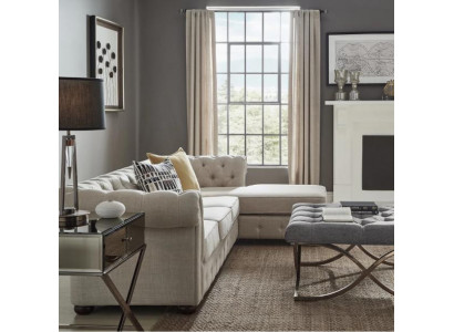 Ecksofa Beige Wohnlandschaft Couch Eckgarnitur Polster Chesterfield Möbel Design