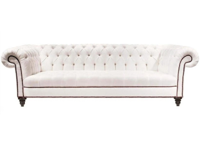 Weiß Dreisitzer Chesterfield Modern Design Couchen Leder Sofa Neu Weiß Möbel