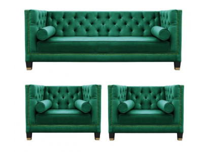 Grüne Chesterfield Couch Samt Sofa Sofagarnitur couchen Sofas Polster 311 Sitzer