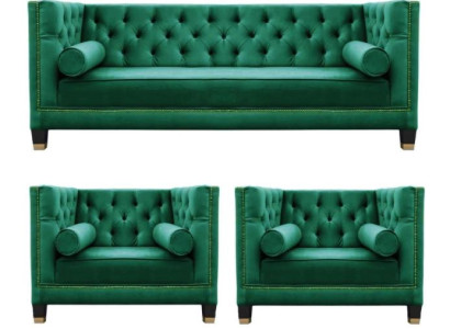 Grüne Chesterfield Couch Samt Sofa Sofagarnitur couchen Sofas Polster 311 Sitzer