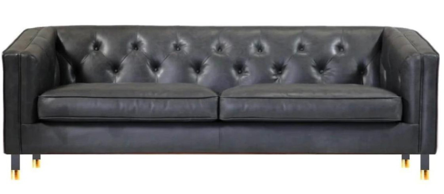 Schwarz Chesterfield Dreisitzer Modern Design Leder Sofa xxl big Möbel 230cm Neu