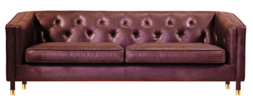 Schwarz Chesterfield Dreisitzer Modern Design Leder Sofa xxl big Möbel 230cm Neu