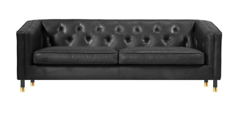 Schwarz Chesterfield Dreisitzer Modern Design Leder Sofa xxl big Möbel 230cm Neu