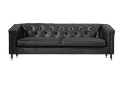 Schwarz Chesterfield Dreisitzer Modern Design Leder Sofa xxl big Möbel 230cm Neu