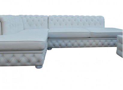 Hellblau Ecksofa Hocker Big Textil Stoff Chesterfield Sofas Sofas Möbel 2tlg.
