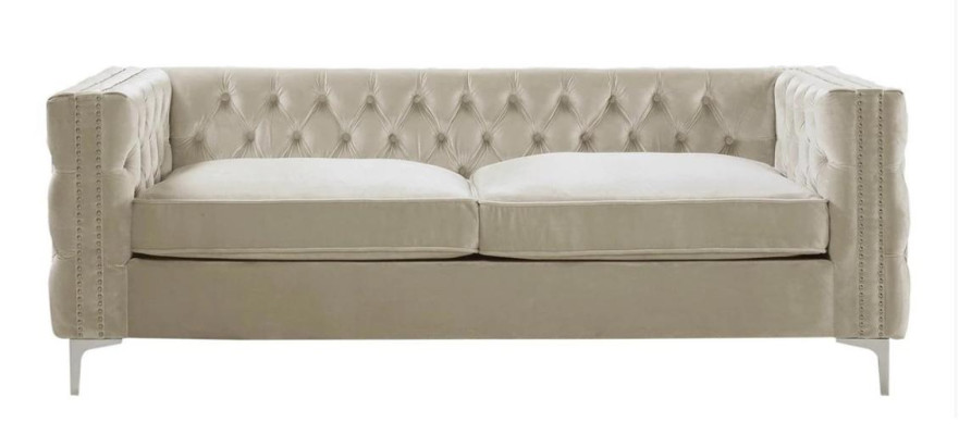 Silber Dreisitzer Chesterfield Stoff Wohnzimmer Design Couchen Polster Sofas Neu