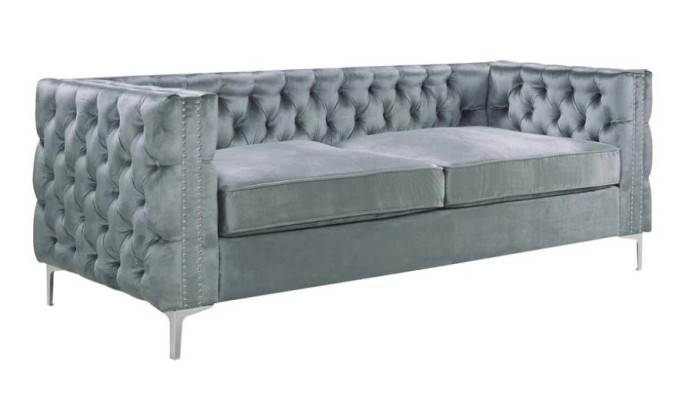 Silber Dreisitzer Chesterfield Stoff Wohnzimmer Design Couchen Polster Sofas Neu