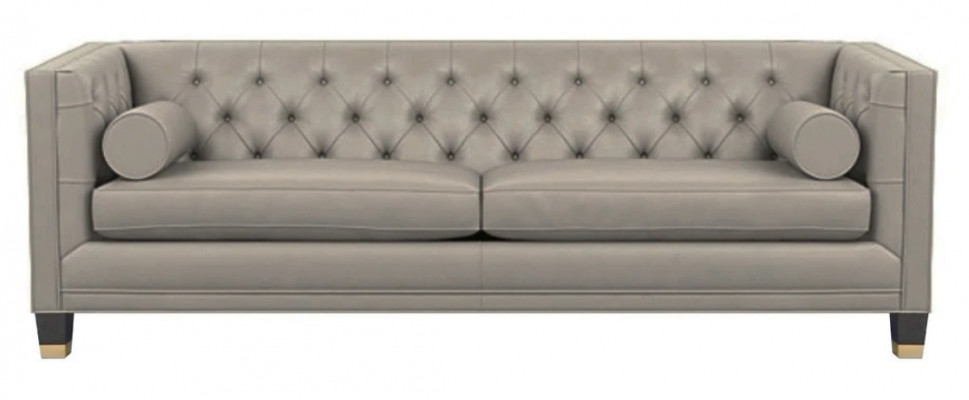 Taupe Dreisitzer Chesterfield Modern Design Couchen Leder Sofa Stoff Möbel Neu