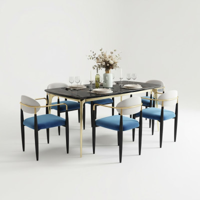 Esszimmer Gruppe Komplett Set Garnitur 7tlg Tisch Tische Luxus Holz Möbel Neu