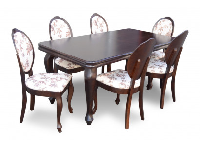 Lehnstuhl Esstisch Tisch Holz Esszimmer Garnitur + 6x Stuhl Set Stühle 7tlg. Neu