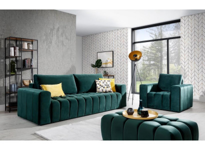 Sofagarnitur 3+1 Sitzer Hocker Garnituren Samt Stoff 3tlg Wohnzimmer Set Polster