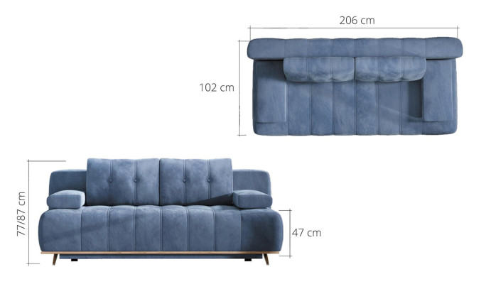 Schlafsofa 3er Sitz Sofas Zimmer Möbel Bett Dreisitzer Couch Polster Design Sofa