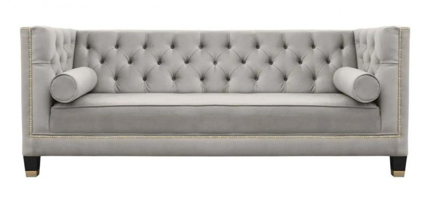 Chesterfield Dreisitzer Stoff Wohnzimmer Design Couchen Polster Sofa Sofas Grün