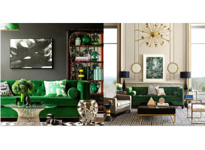 Chesterfield Dreisitzer Stoff Wohnzimmer Design Couchen Polster Sofa Sofas Grün