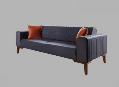 Grauer Dreisitzer Couch Couchen Sofa Elegante Sitzmöbel Sofa Wohnzimmer Samt