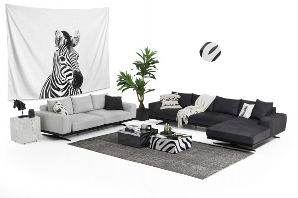 Zweisitzer Sofa 2 Sitzer Stoff Grau Modern Design Wohnzimmer Polyester