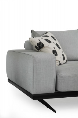 Zweisitzer Sofa 2 Sitzer Stoff Grau Modern Design Wohnzimmer Polyester