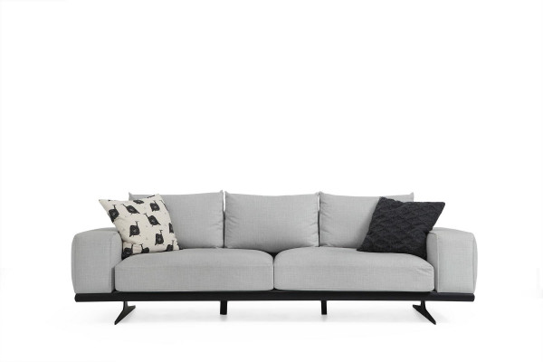 Zweisitzer Sofa 2 Sitzer Stoff Grau Modern Design Wohnzimmer Polyester