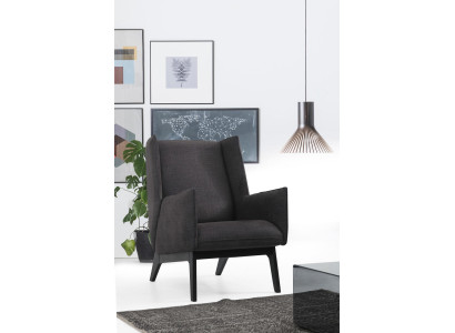 Sessel Ohrensessel Cocktailsessel Stoff Wohnzimmer Grau Modern Design