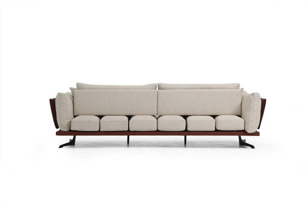 Zweisitzer Sofa 2 Sitzer Stoff Beige Modern Design Wohnzimmer Luxus