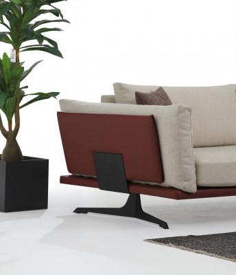 Zweisitzer Sofa 2 Sitzer Stoff Beige Modern Design Wohnzimmer Luxus
