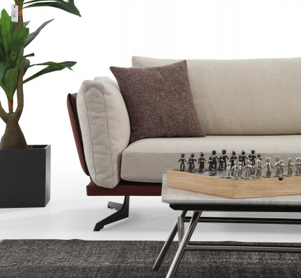 Zweisitzer Sofa 2 Sitzer Stoff Beige Modern Design Wohnzimmer Luxus