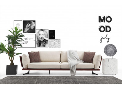 Zweisitzer Sofa 2 Sitzer Stoff Beige Modern Design Wohnzimmer Luxus
