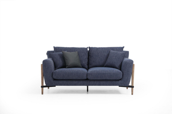 Zweisitzer Sofa 2 Sitzer Stoff Sofas Modern Design Wohnzimmer Blau