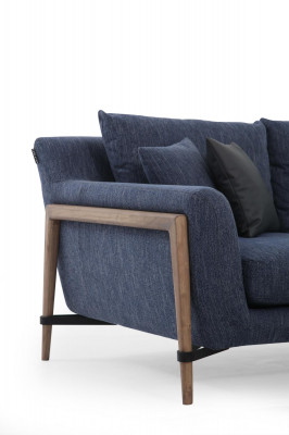 Zweisitzer Sofa 2 Sitzer Stoff Sofas Modern Design Wohnzimmer Blau