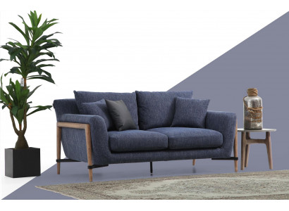 Zweisitzer Sofa 2 Sitzer Stoff Sofas Modern Design Wohnzimmer Blau