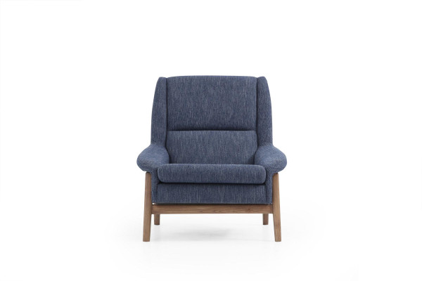Sessel Ohrensessel Sitzer Cocktailsessel Stoff Wohnzimmer Modern Blau